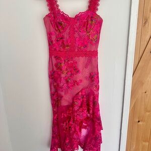 Bronx and Banco Eva Midi Dress – Fuchsia | Size Small | Once Worn